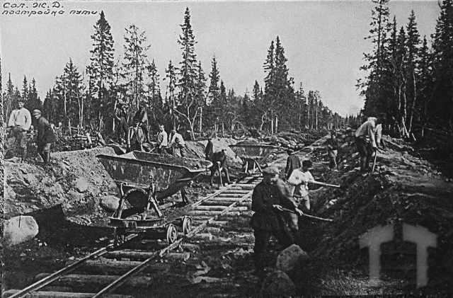 Прокладання залізниці на Соловках. Фото: territoryterror.org.ua.