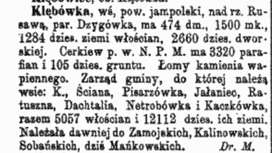Słownik geograficzny Królestwa Polskiego i innych krajów słowiańskich, Tom IV С. 142 Kłębówka // Słownik geograficzny Królestwa Polskiego. Warszawa : Druk «Wieku», 1883. Т. IV. S. 142. (пол.). URL: http://dir.icm.edu.pl/pl/Slownik_geograficzny/Tom_IV/142 (дата перегляду: 10.09.2025).